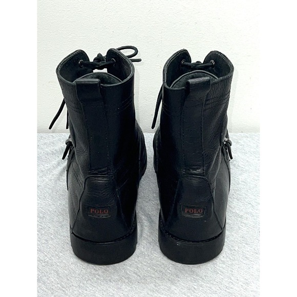 Polo Ralph Lauren Ranger Boots Mens Size 11D Black Leather Buckle Combat Work main image 6